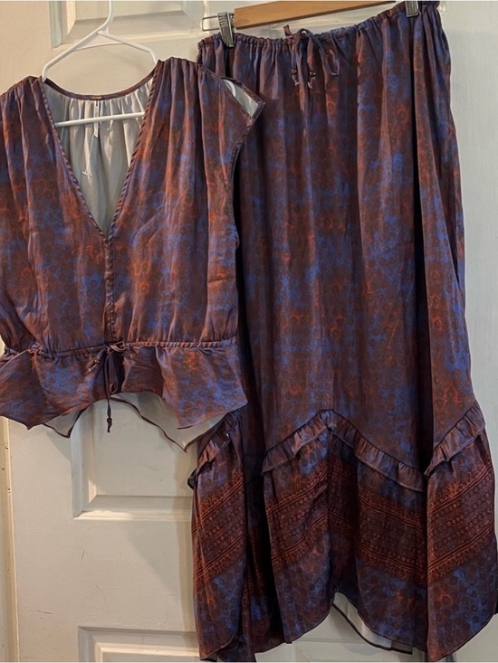 Free People Dresses & Skirts - Free People Dusty Purple & Rust Floral Two-Piece Maxi Set